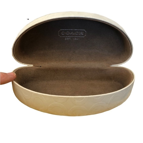 COACH Logo Ivory Sunglasses Hard Clamshell Case Lined Summer Designer - Picture 4 of 5